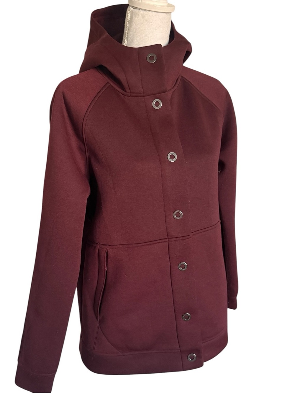 The North Face Maroon Hooded Snap-Front Jacket